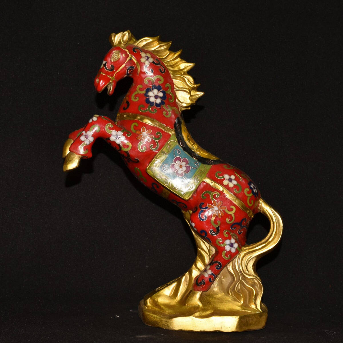 中国古美術 七宝 景泰藍 金細工 馬 置物 アンティーク ヴィンテージ 美術品 中国古美術 七宝 景泰藍 金細工 馬 置物 アンティーク