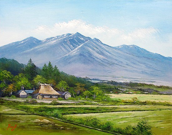 山羽 斌士　安房雨過 84-1503 希少画集画　状態良好　新品額・額装付 油彩画 洋画 (油絵額縁付きで納品対応可) F6号 「八ヶ岳山麓
