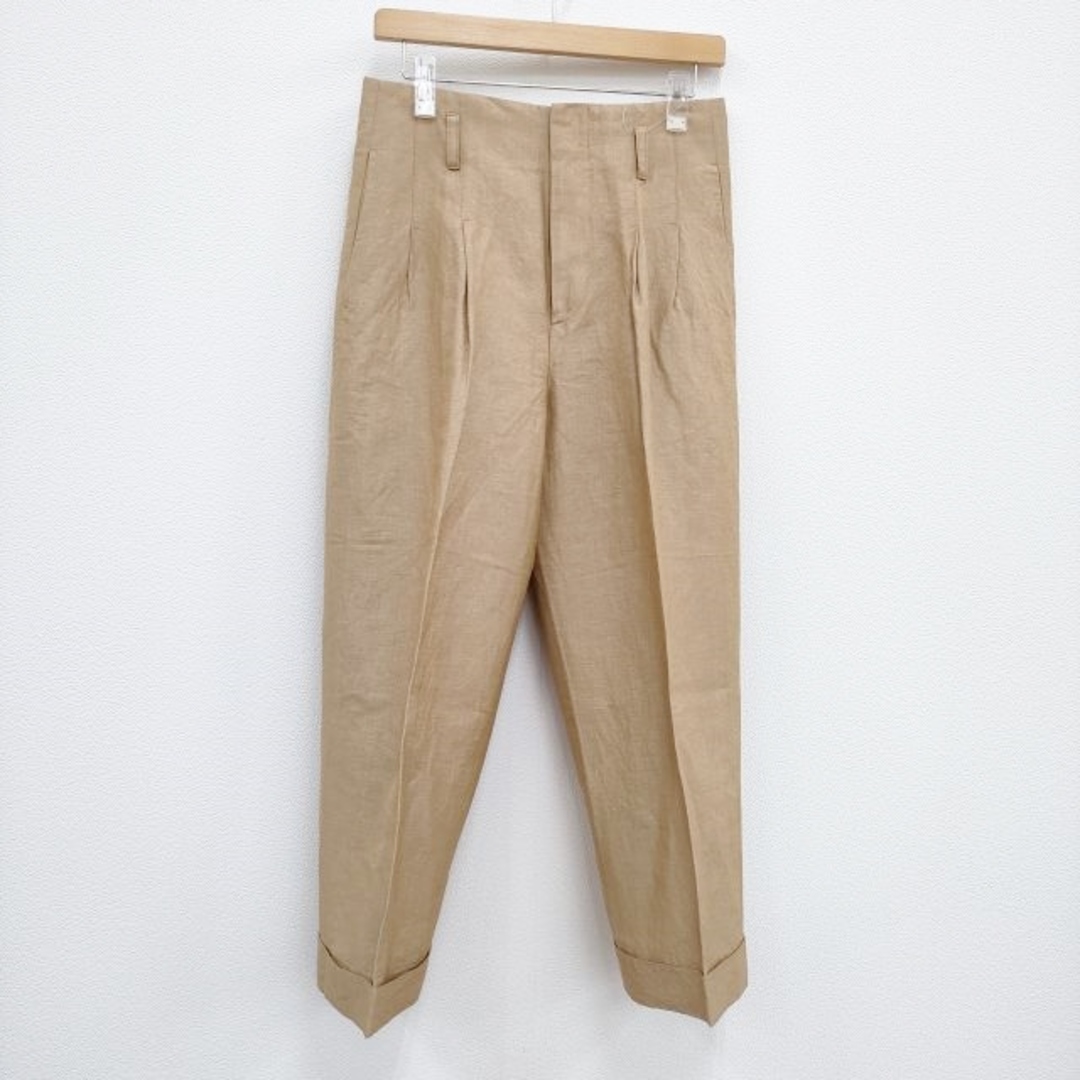 美品 マーガレットハウエル コットンリネンタックトラウザーズ 1 ベージュ MHL. マーガレットハウエル MARGARET HOWELL *コットンリネン