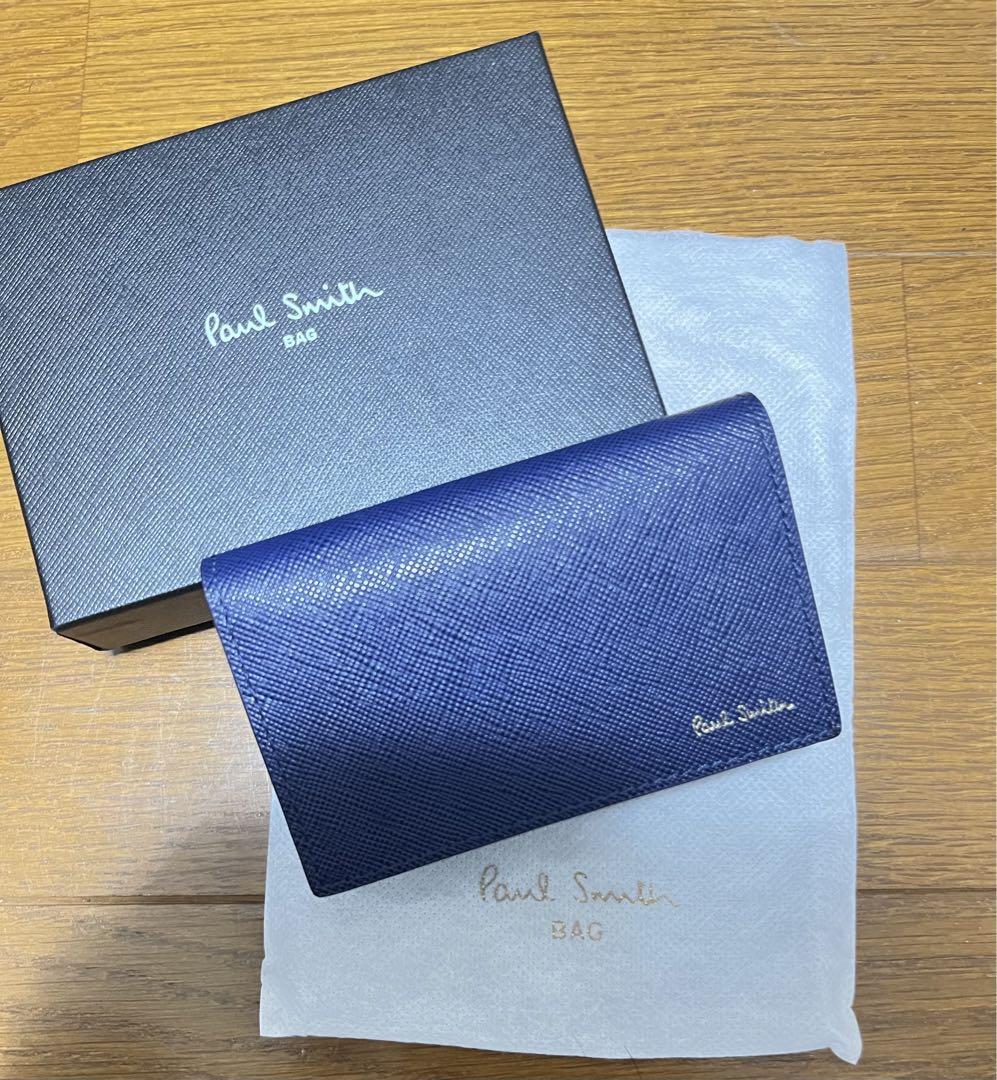 [箱付き]Paul Smith カードケース　名刺入れ　牛革　ネイビー 箱付き]Paul Smith カードケース 名刺入れ 牛革 ネイビー（Paul