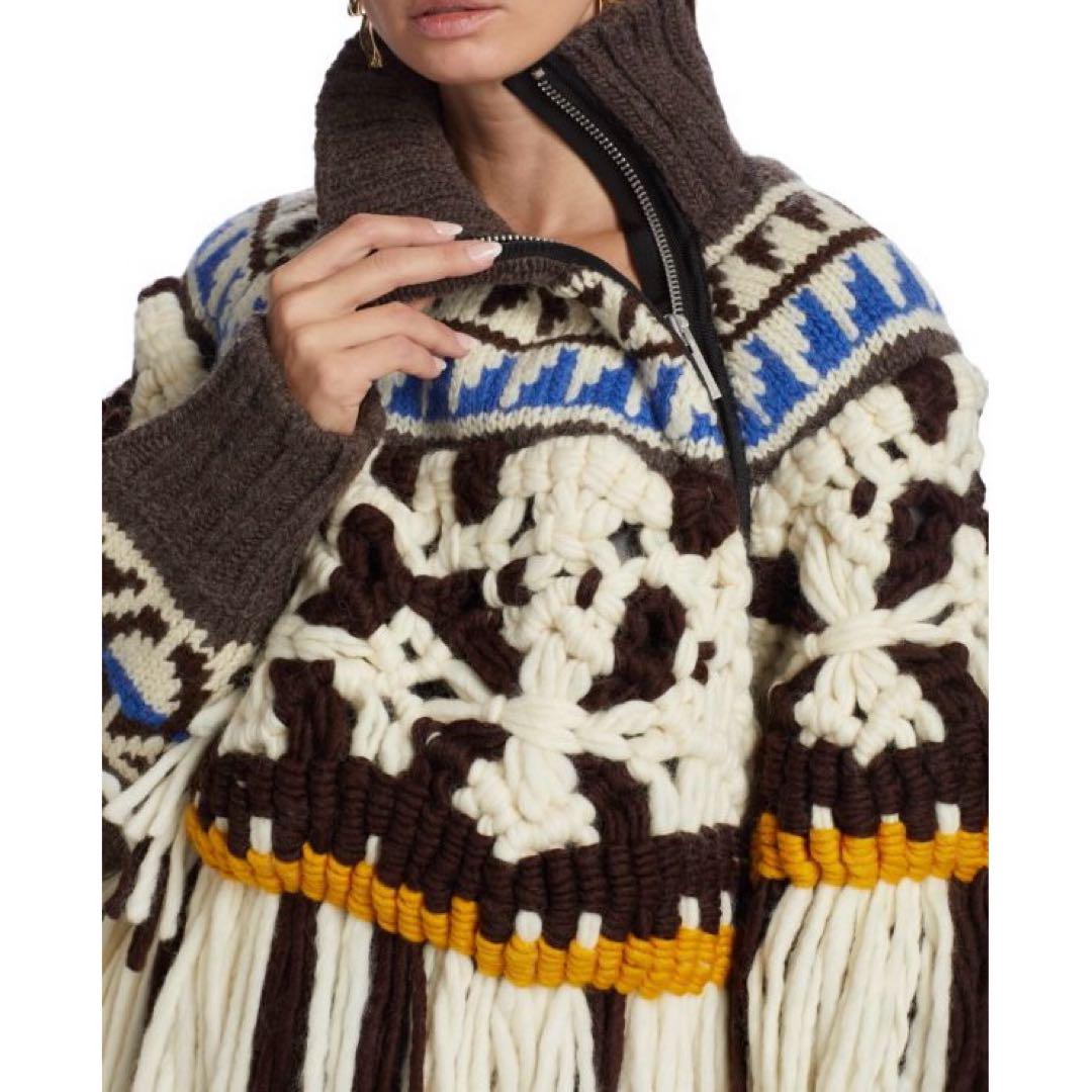 sacai Wool Macrame Knit Pullover ポンチョ 楽天市場】【中古】sacai×KAWS21AW｢Jacquard Knit Poncho