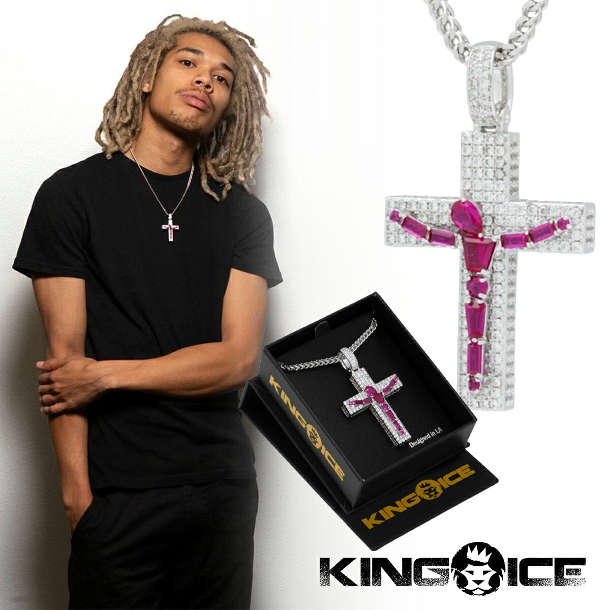 送料関税込【King Ice】HUMILITY CROSS NECKLACE ☆国内発送♪ Amazon | King Ice (キングアイス) フルール・ド・リス クロス