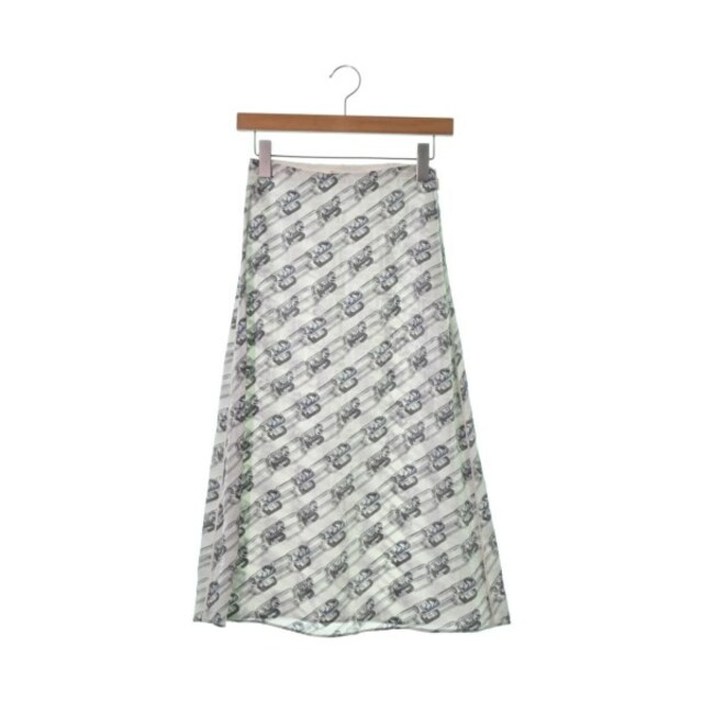 FENDI ロング・マキシ丈スカート 茶x青x白(総柄) 4103825E0011 スカート シルク ブラウン | Fendi