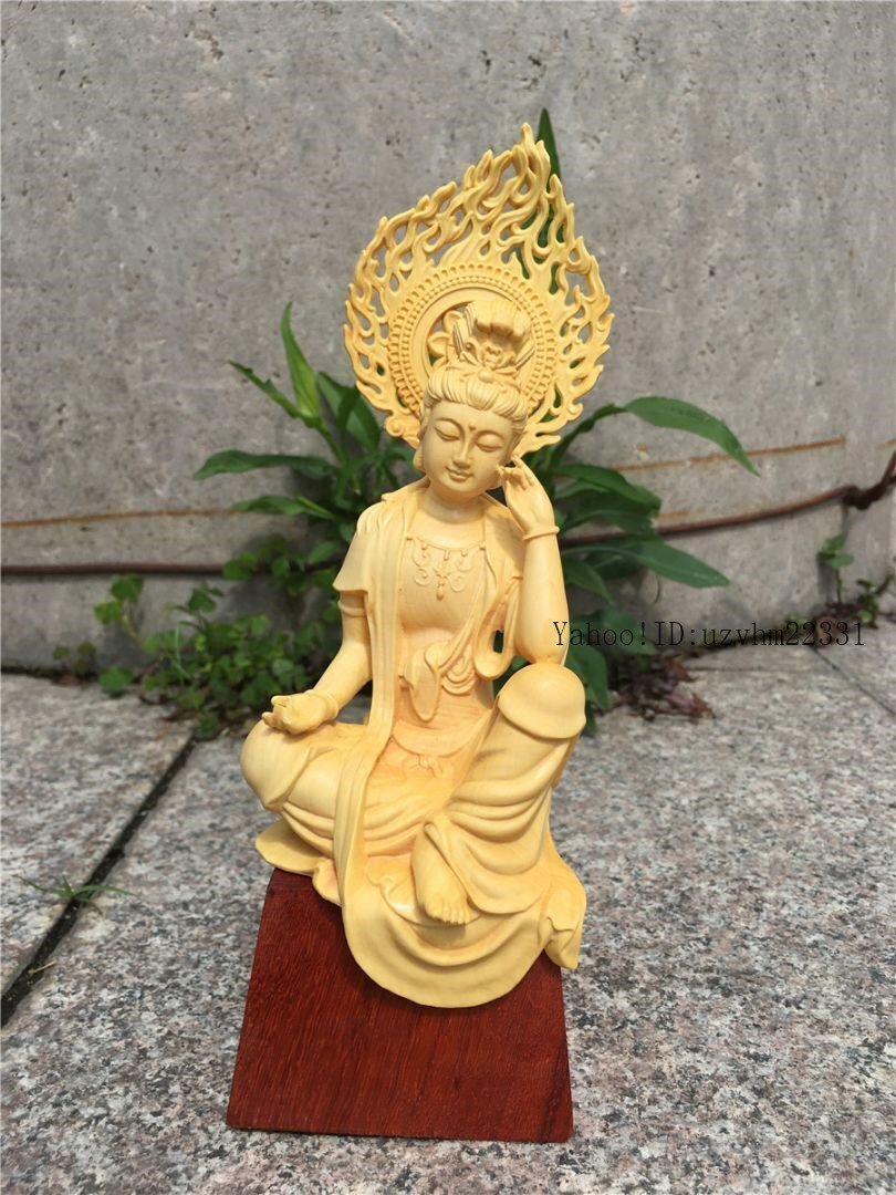 高級黄楊木材 仏教美術 仏像 精密彫刻 仏像 手製 木彫仏像 自在