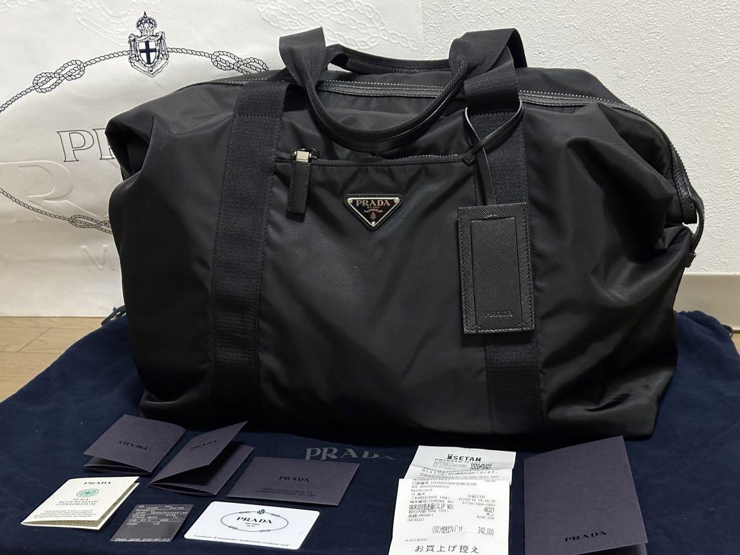 PRADAプラダ Re-Nylon サフィアーノレザー ダッフル ボストン