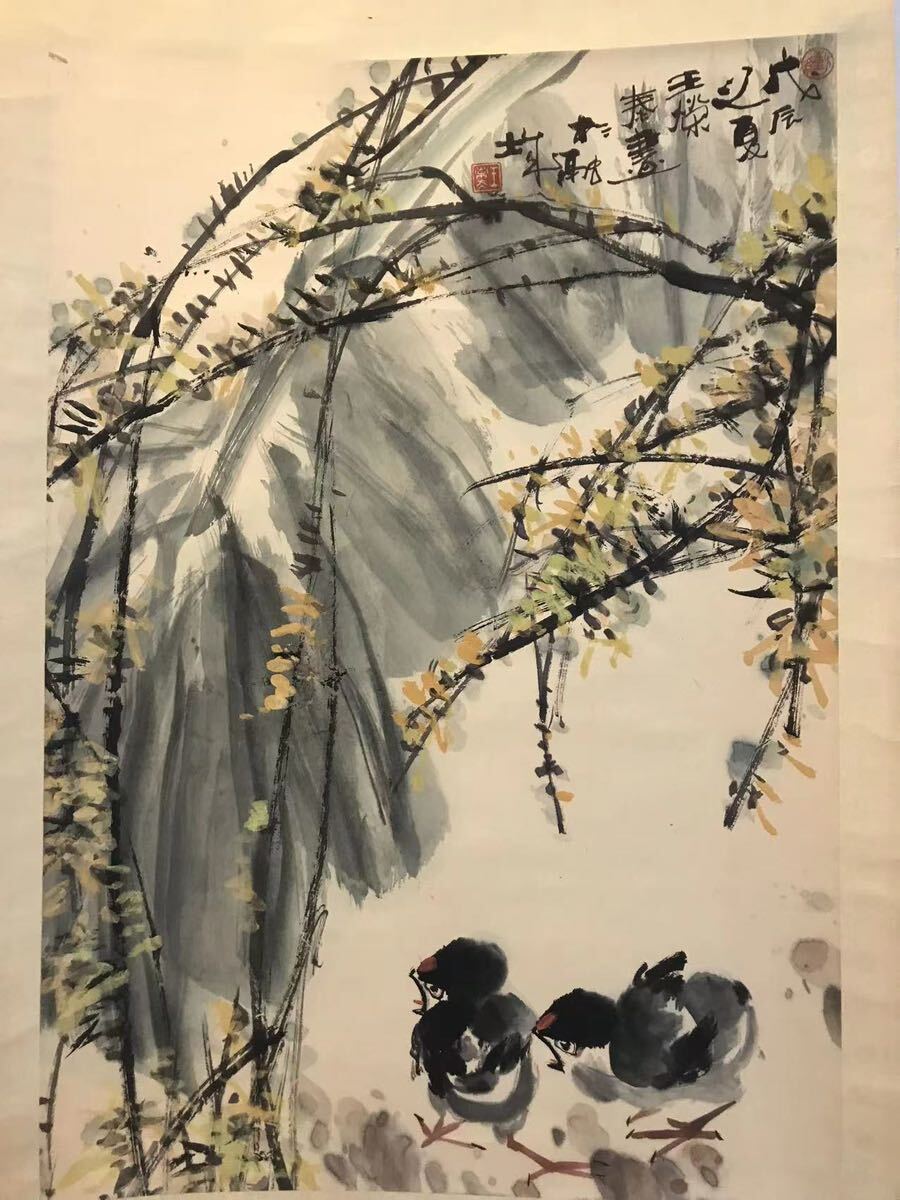 大量　掛軸［まとめて31本セット ］書画 中国画 山水 花鳥日本画 佛画！ 真作】王榮泰「花鳥図」 古い掛け軸(掛軸) 肉筆 紙本 中国古美術
