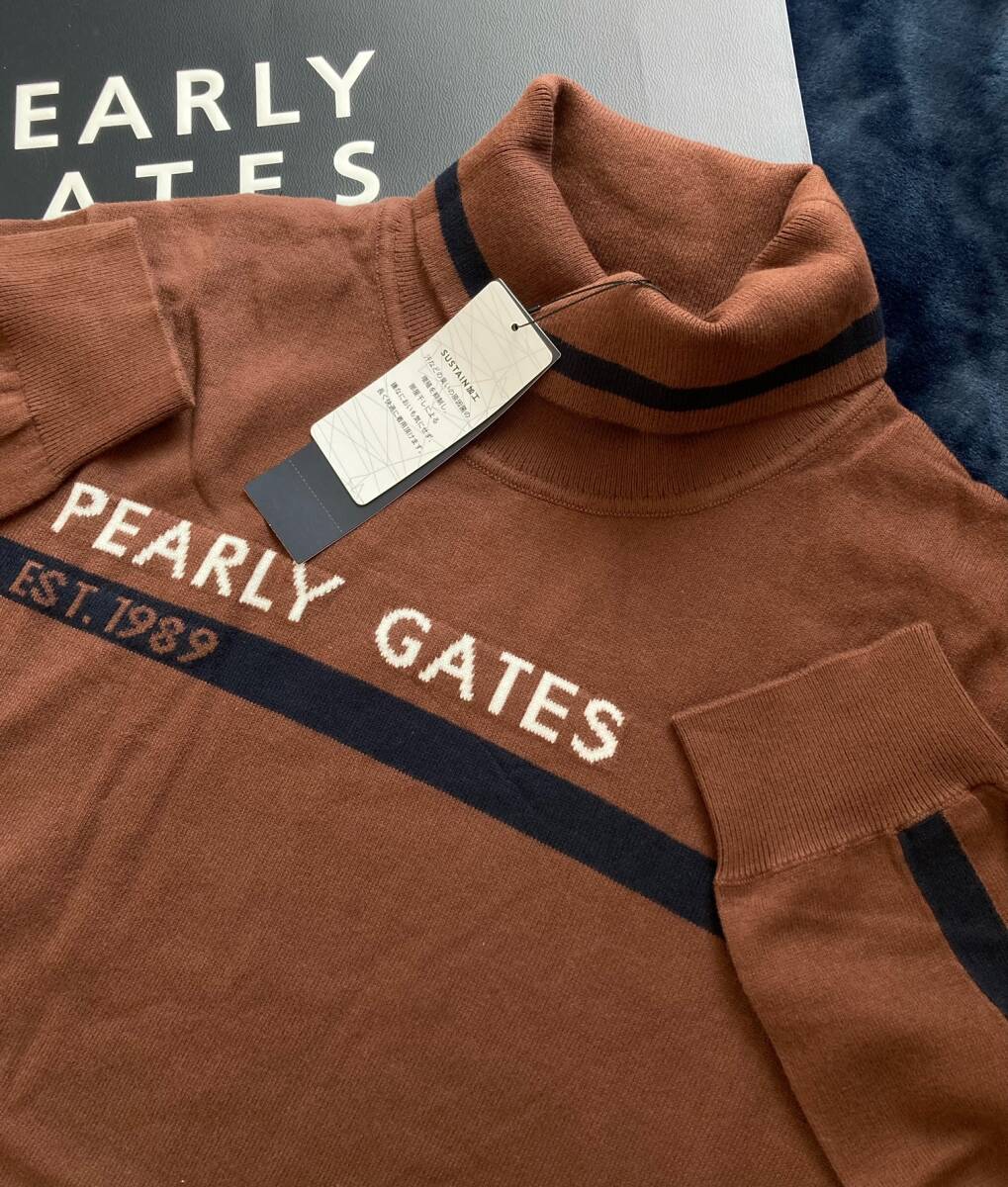 PEARLY GATES - 新品 パーリーゲイツ カシミヤタッチ 天竺 ハイネックニット(5)サイズL/茶 セール・アウトレット】カシミヤタッチ天竺 ハイネックセーター