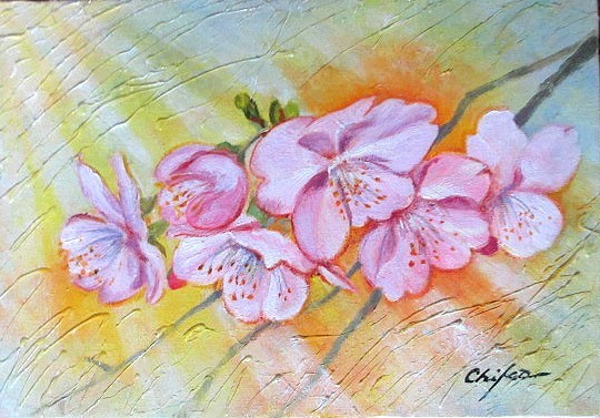 油彩画 洋画 (油絵額縁付きで納品対応可) SM 「さくら2」 内藤