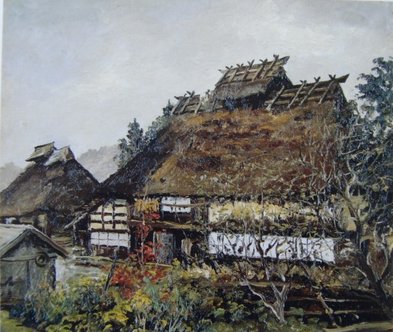 向井潤吉、【春塘(埼玉県川越市郊外)】、希少な額装用画集画、新品高級額 額装付 向井 潤吉、【山家雪意】宮城県刈田郡七ヶ宿町関字横川、額装