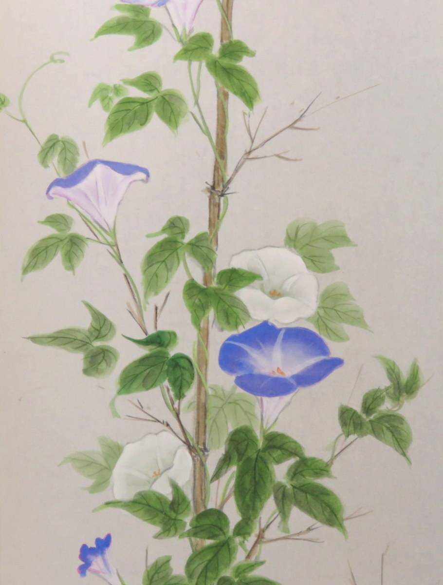 『掛軸』　竹田寿昌　【川蟬の図】 JY1250◇◇掛軸 竹田寿昌 朝顔 半切立 現代作家新作掛軸◇◇初夏