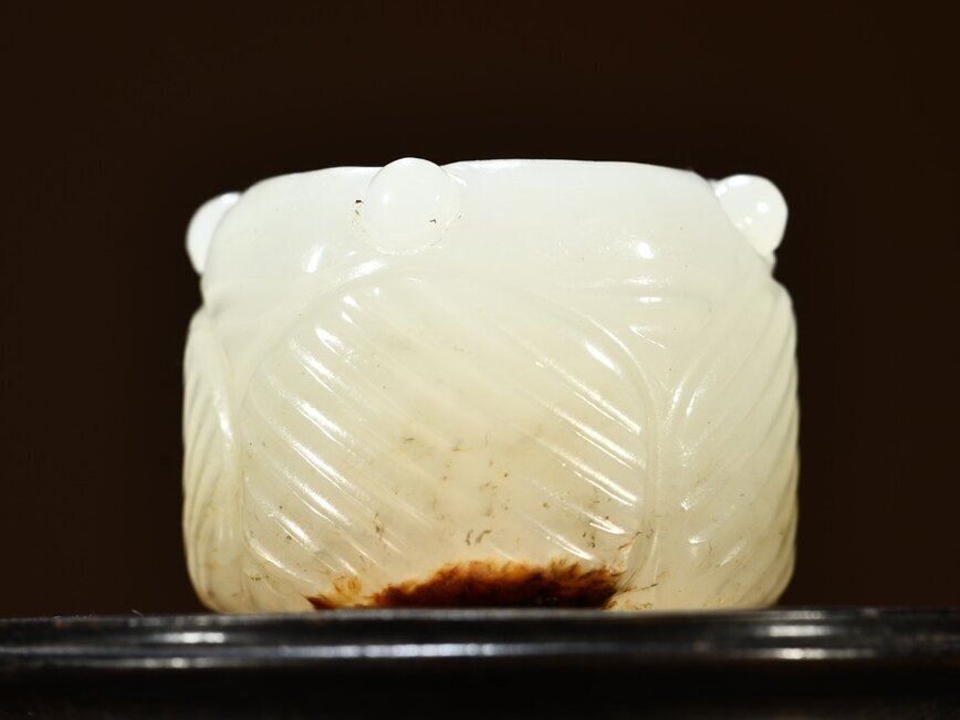 ▽鴻▽ 清朝時代 和田玉彫 蝉型玉板指 時代物 中国古美術 骨董品