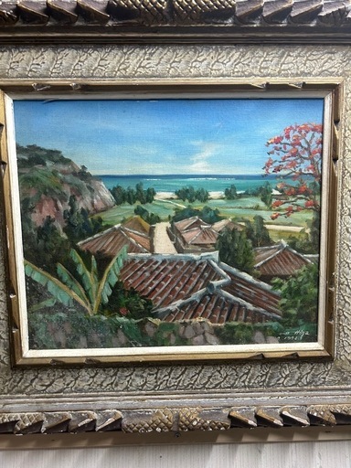 美しい風景絵画のような《押し花アート額》湖畔・花畑・森