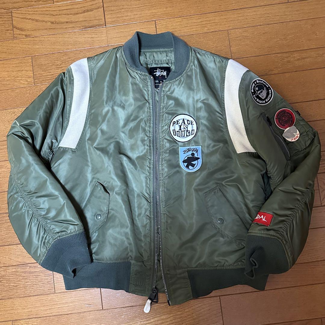 【値下げ】Stussy × alpha コラボ MA-1 フライトジャケット L STUSSY (ステューシー) 00s ×fragment design ×ALPHA 25周年記念