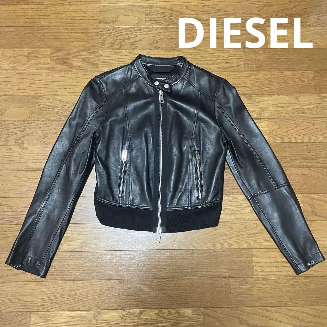 DIESEL ディーゼル ダブルライダースジャケット ラムレザー サイズXS DIESEL - 定価13.8万 ディーゼル 最高級プレミアムラムレザー
