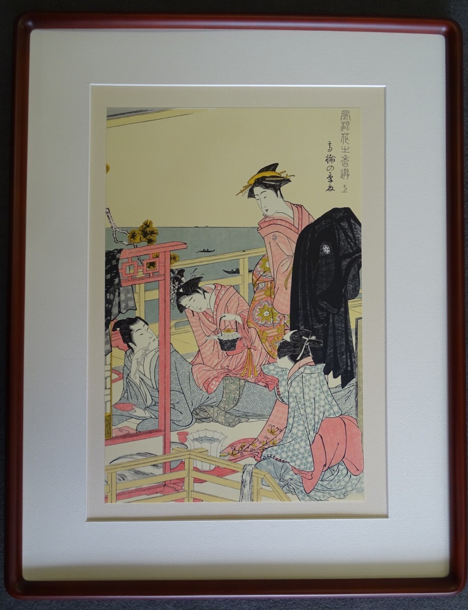 作者名: 歌麿 ・画題： 浮世絵版画（5） ・技法： 木版画（複製