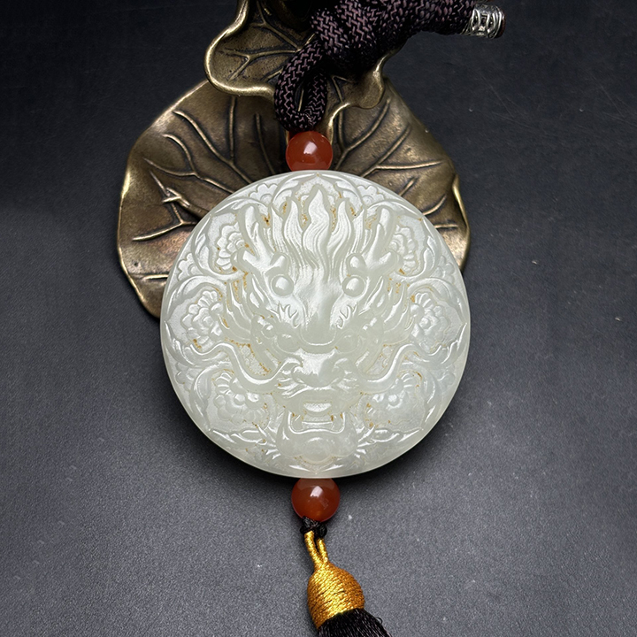 ▽鴻▽ 清朝時代 和田玉彫 龍香嚢彫り件 時代物 中国古美術 骨董