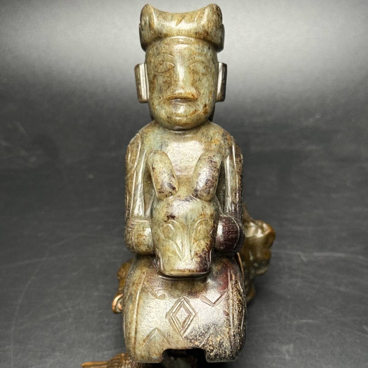 ▽鴻▽西周朝時代 高古玉 和田玉彫 貴人置物 時代物 中国古美術