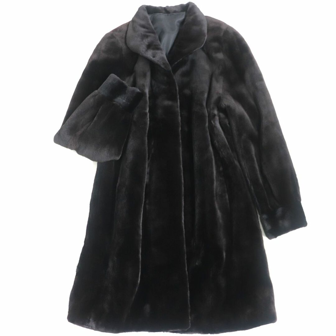SAGA MINK サガミンク　シェアードミンクロングコート　極上柔らか　美品 極美品▽SAGA MINK サガシェアードミンク 本毛皮セミロング