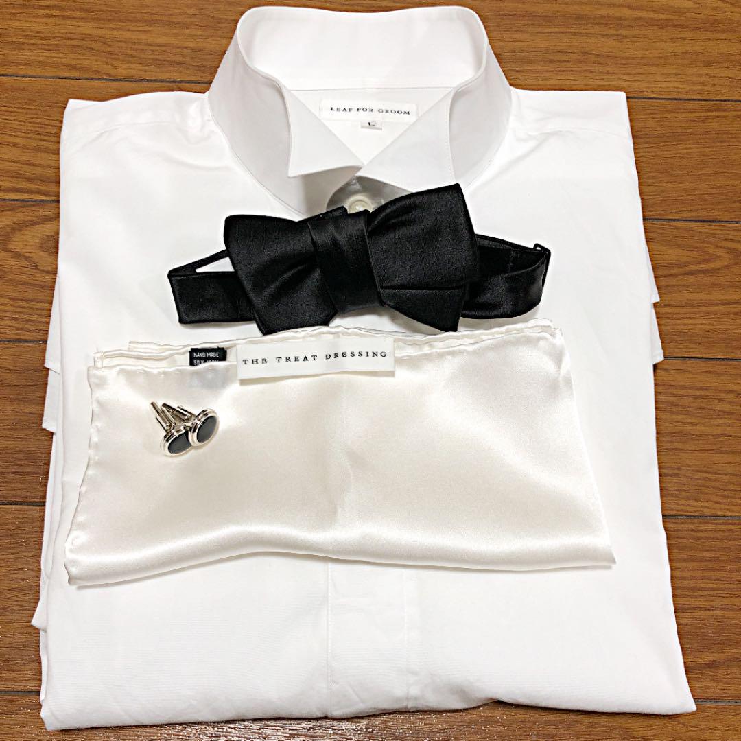 結婚式　シャツ、カフスボタン、蝶ネクタイ　THE TREAT DRESSING 結婚式でタキシードを身に纏う際のシャツの選び方 - ザ トリート
