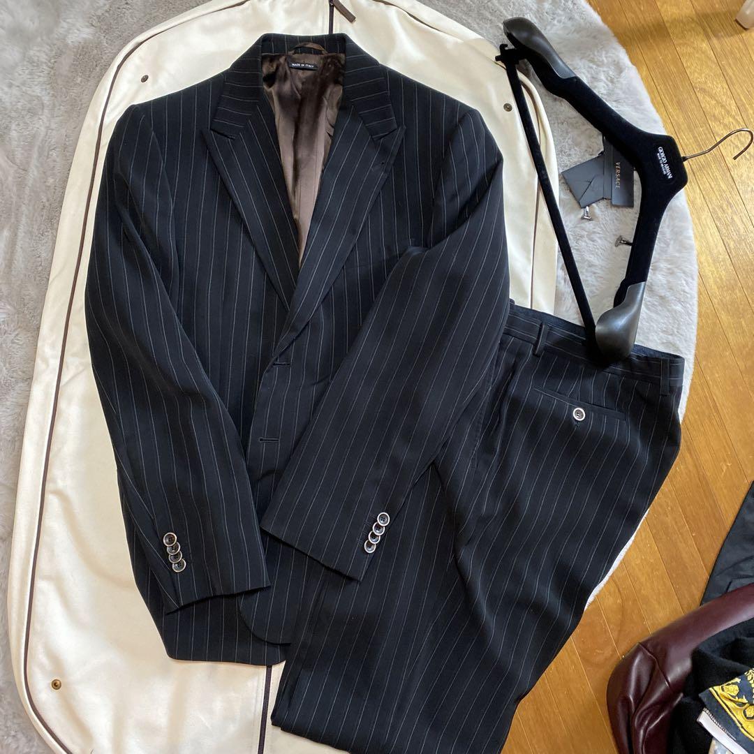 希少サイズ54✨ GIORGIO ARMANI セットアップ　ヘリンボーン giorgio armani セットアップ 54 ピンストライプ（GIORGIO
