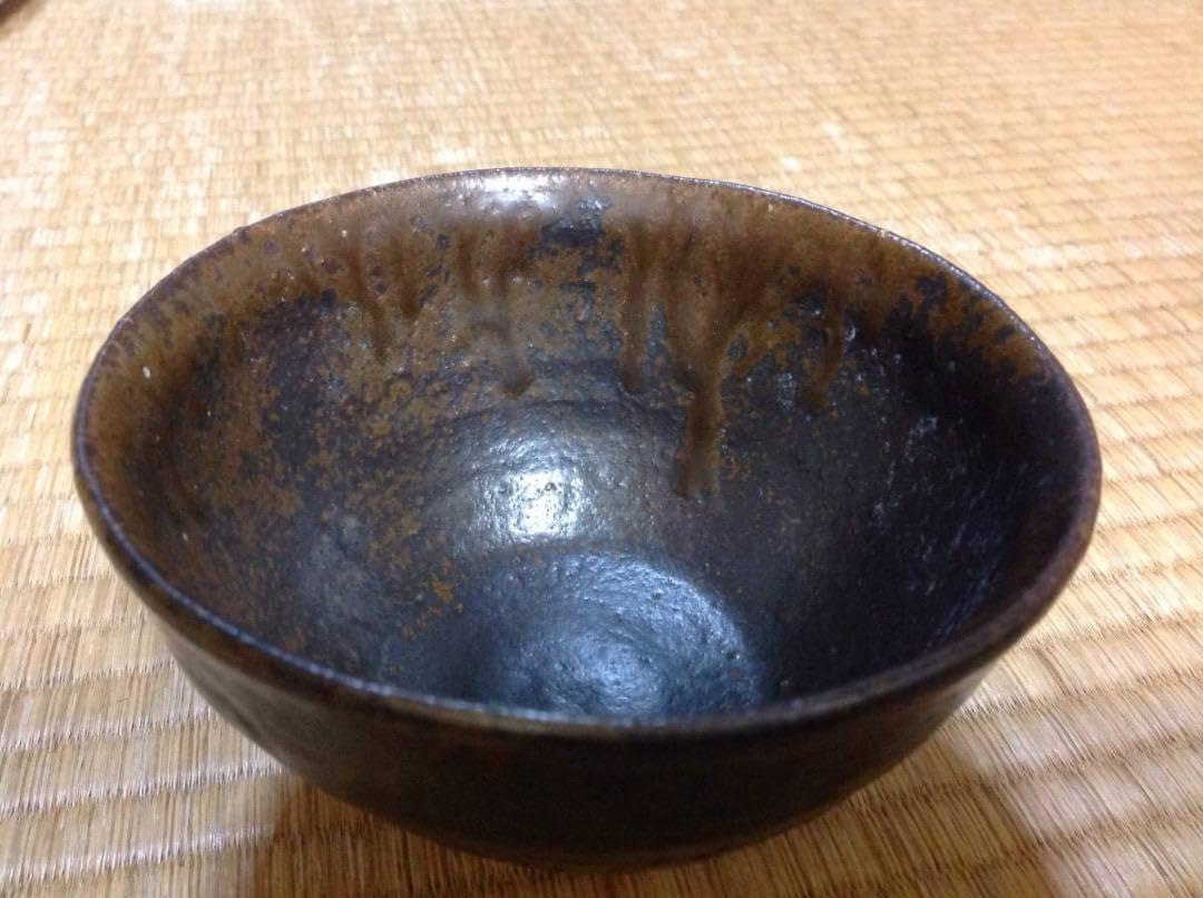 兵庫県無形文化財 森本陶谷作 丹波立杭焼 半筒型鉄釉茶碗 茶器茶道具 抹茶茶碗兵庫県無形文化財 森本陶谷作 陶器(兵庫県