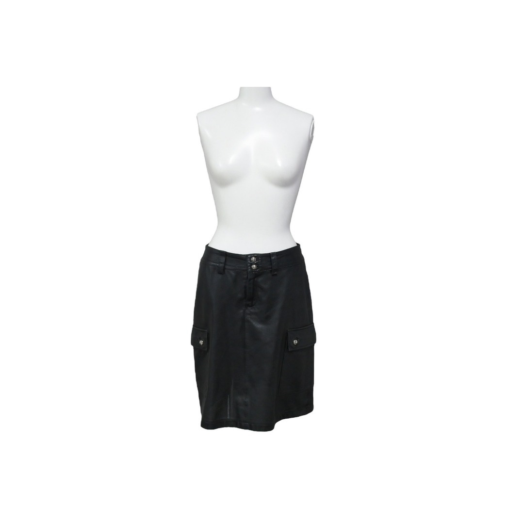 Chrome Hearts ブラックレザーミニスカート CHROME HEARTS クロムハーツ スカート クロスボタン