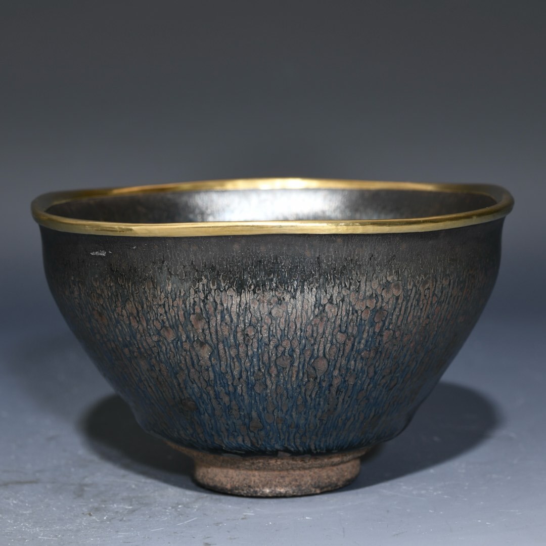 ☆中国美術☆中国陶磁器☆天目調☆マーブル☆落款☆未使用☆茶器☆茶道具☆ 秘藏 宋 建窯 包口 油滴盞 古陶磁器 中国磁器 中国古玩 骨董品