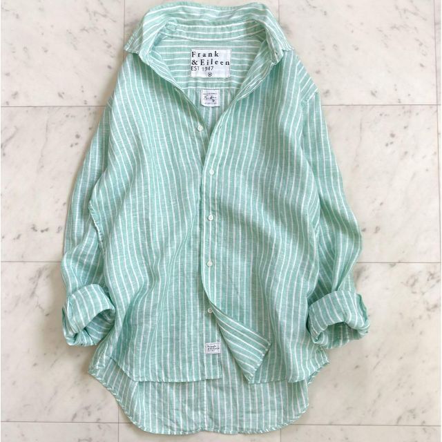 極美品 フランクアンドアイリーン リネン100 ストライプ長袖