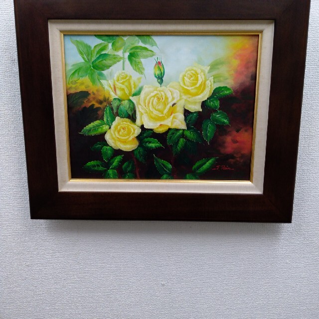 肉質油絵　横　F6号　赤いバラの花　額装仕上げ品 肉質油絵 横 F6号 黄色のバラの花 額装仕上げ品