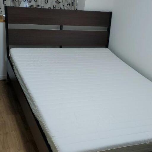 IKEA ダブルベッド マットレス、収納付き （IKEAダブルベット