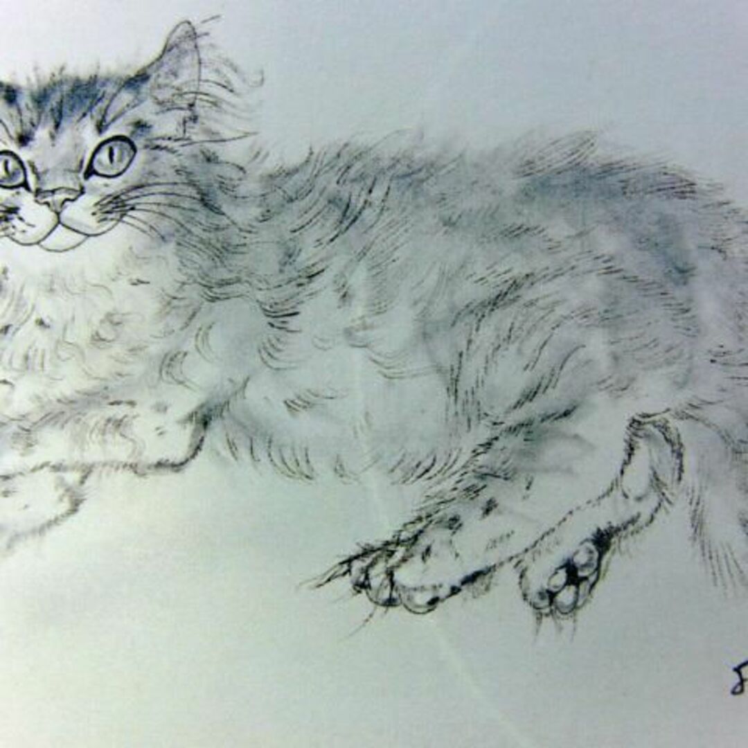 藤田嗣治/Leonard Fujita 【 猫 】１希少な画集より、新品額装付 Yahoo!オークション - 藤田嗣治 〈座る猫〉 希少な画集より 新品