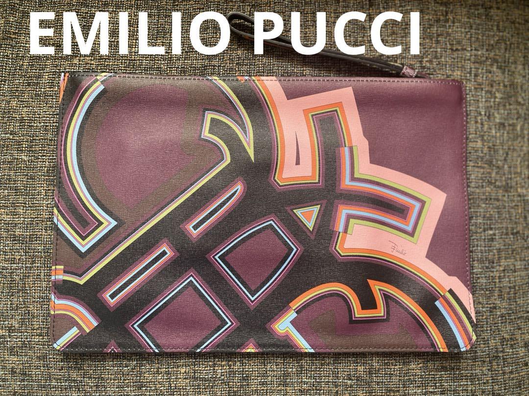 【美品】EMILIO PUCCI エミリオプッチ　クラッチバッグ　パープル 美品】EMILIO PUCCI エミリオプッチ クラッチバッグ パープル
