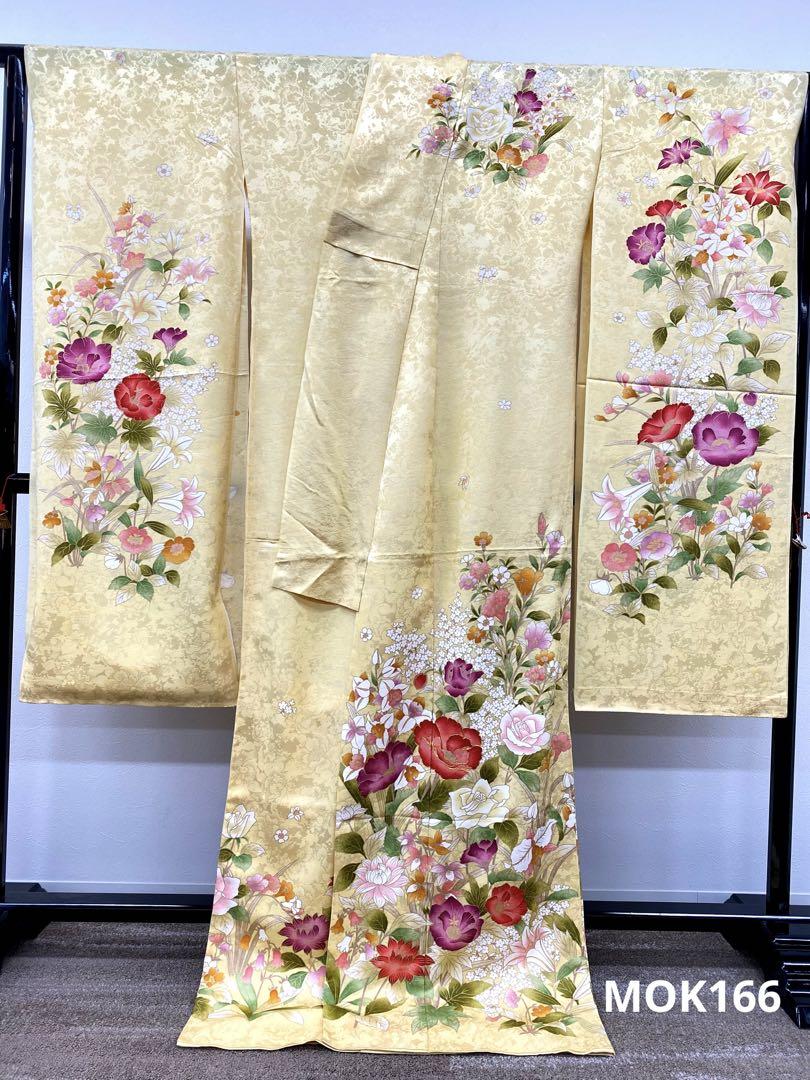 振袖 仮絵羽 青柳 金駒 金彩 金通し 紋意匠 正絹 未仕立て品 八掛付き 振袖 仮絵羽 金駒 金彩 紋意匠 正絹 未仕立て品 八掛付き
