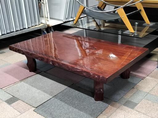 ○ブビンガ座卓 天然木一枚板 136.5cm x 77cm 唐木家具 高級家具
