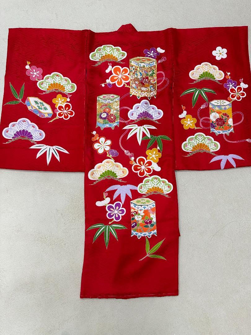 贈り物 新品 お祝い着 京友禅 松竹梅 金駒刺繍 赤（きもの入荷情報 - 御 七五三