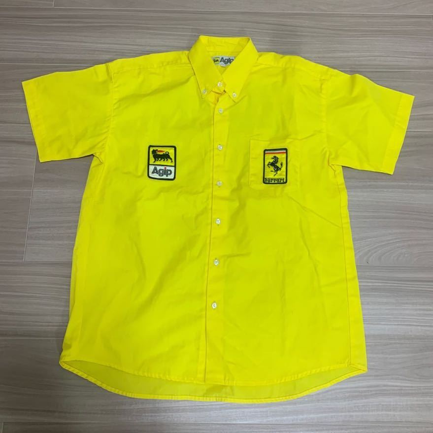 当時物 Lサイズ Agip Ferrari スクーデリア フェラーリ イエロー 半袖シャツ ピットシャツ 希少 アイルトンセナ マンセル ベルガー 当時物 Lサイズ Agip Ferrari スクーデリア フェラーリ イエロー