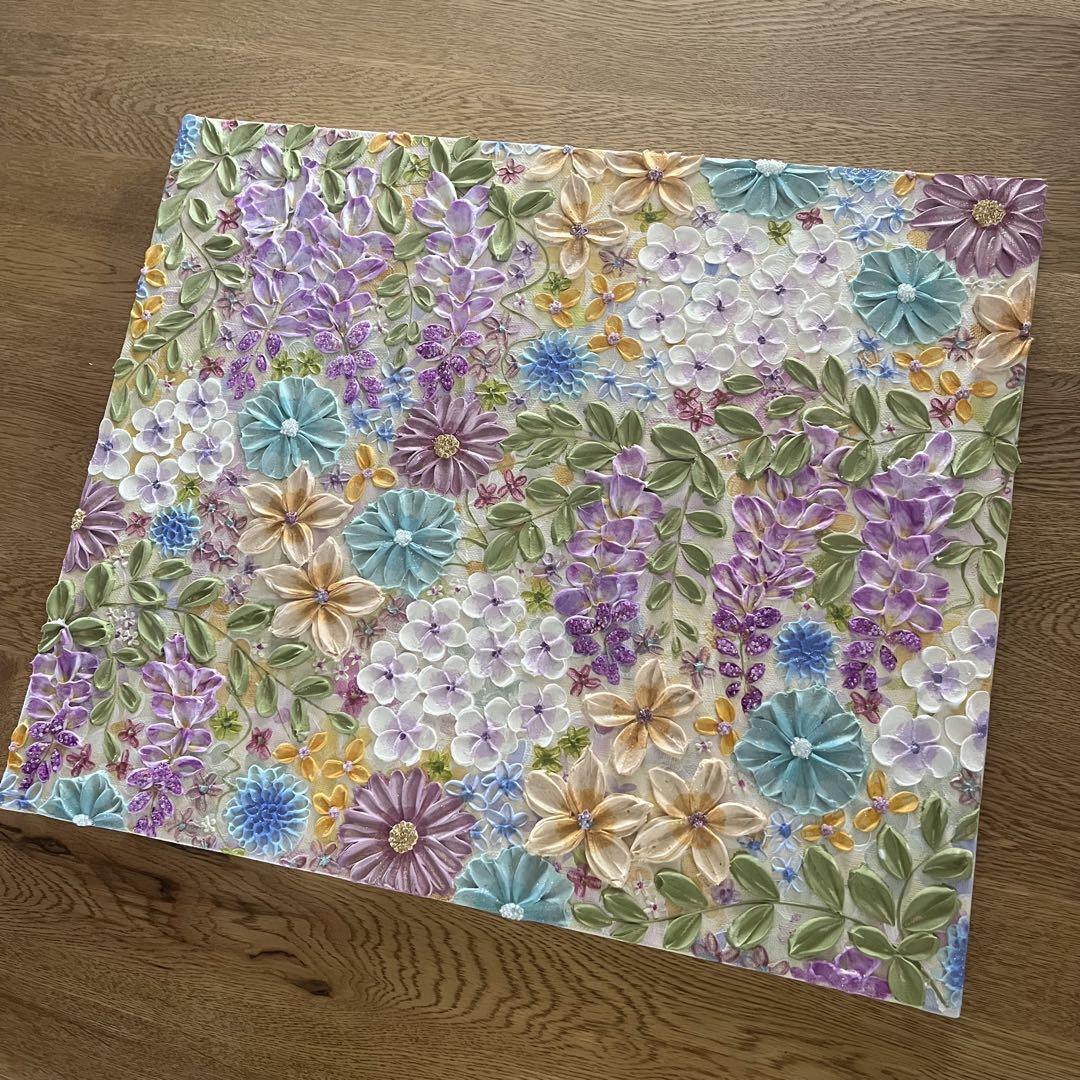 花柄 絵画 藤の花 藤 藤の絵 藤柄 テクスチャーアート