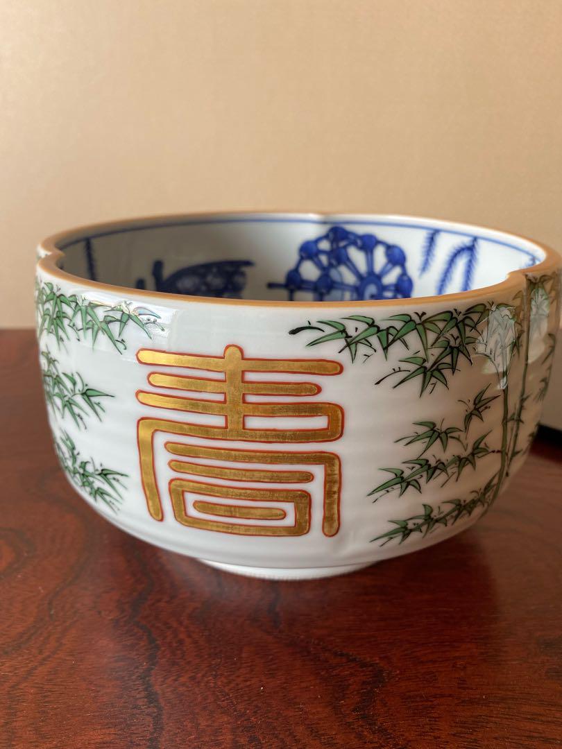 【未使用】色絵松竹梅図水指　竹泉造 水指 茶道 茶道具 壽 竹 竹泉 三浦竹泉 京焼 清水焼 色絵青竹図
