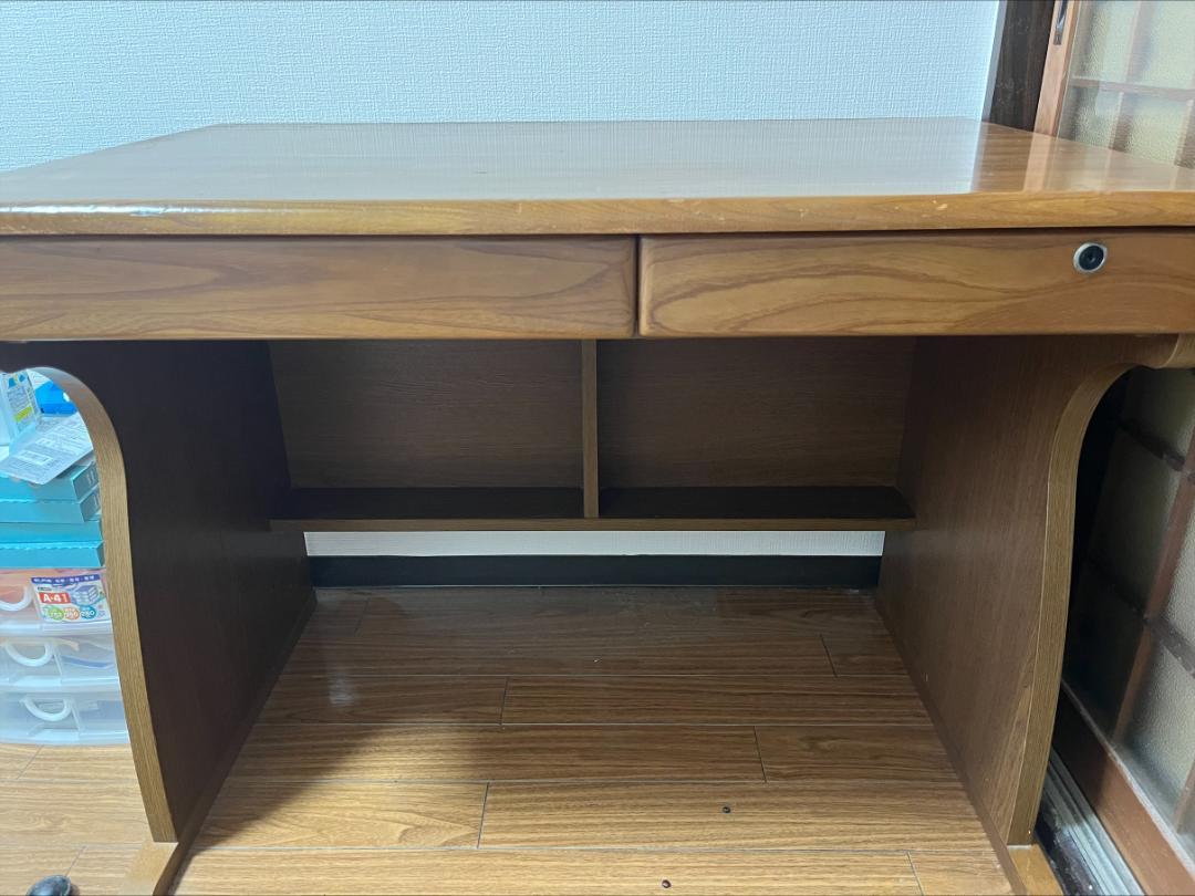 木製学習机 引き出し付き 送料込み （タモ天然木無垢 北欧調