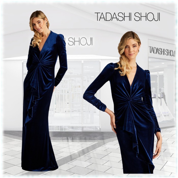 限定!! TADASHI SHOJI ベルベット Vネック ロングドレス 限定!! TADASHI SHOJI ベルベット Vネック ロングドレス（タダシ