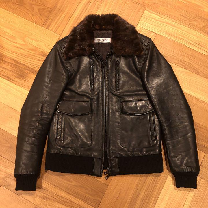ミスターオリーブ ボンバージャケット ミンクファー MR.OLIVE レザー ミスターオリーブ ボンバージャケット ミンクファー MR.OLIVE