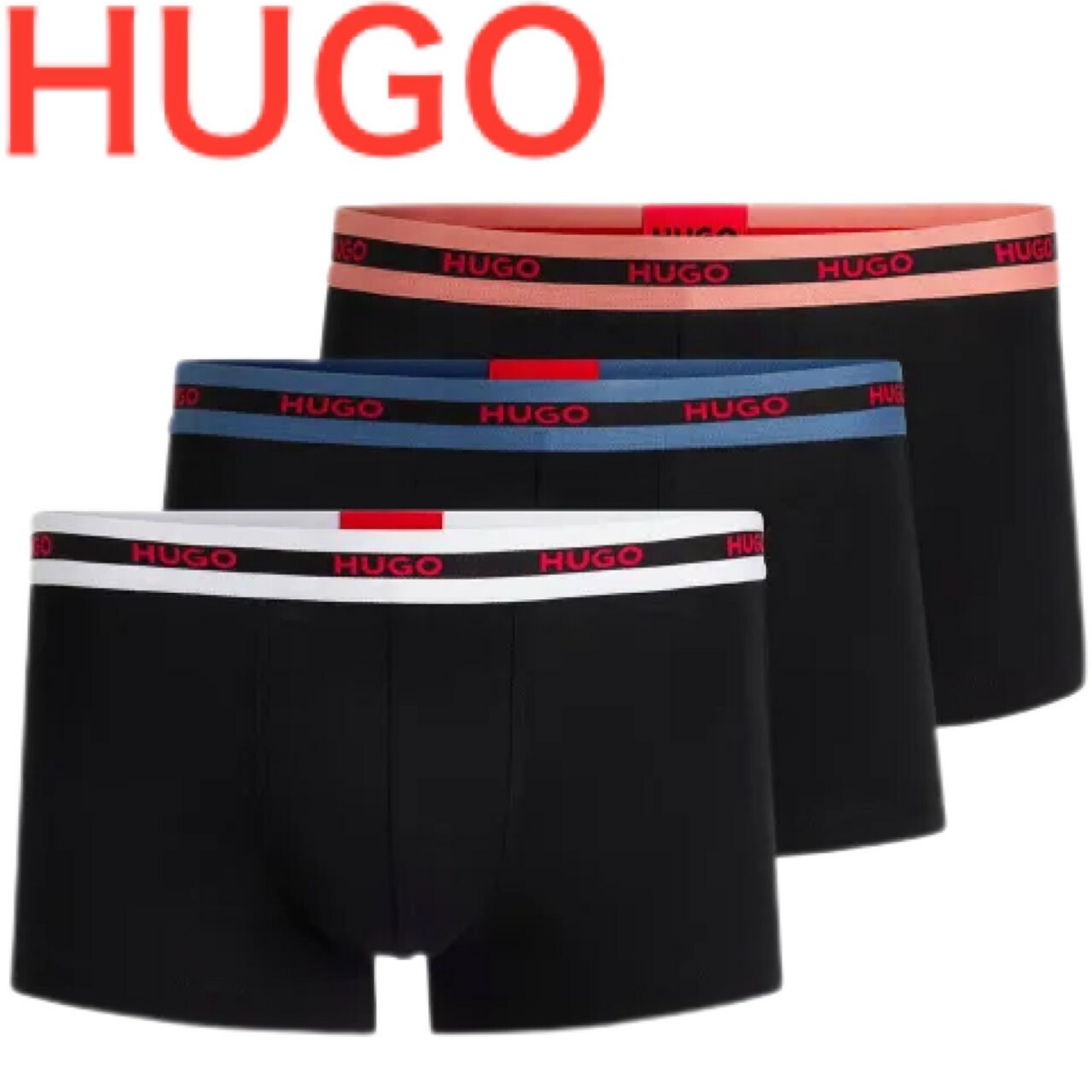HUGO BOSS ロゴ ボクサーパンツ 3枚セット BOSS - ボクサーパンツ3枚セット ストレッチコットン ロゴ