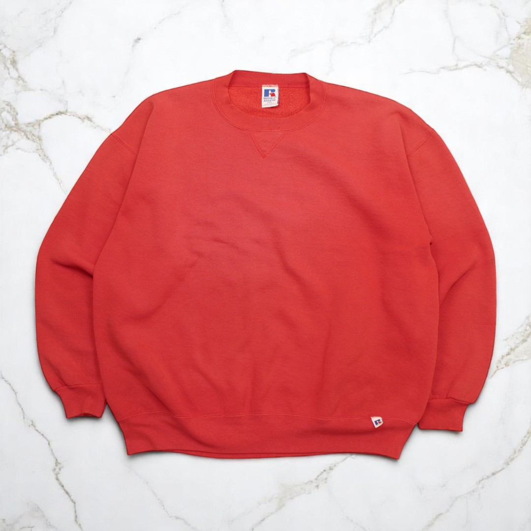 古着 90s USA製 RUSSELL ATHLETIC CREW NECK SWEAT WASHED RED