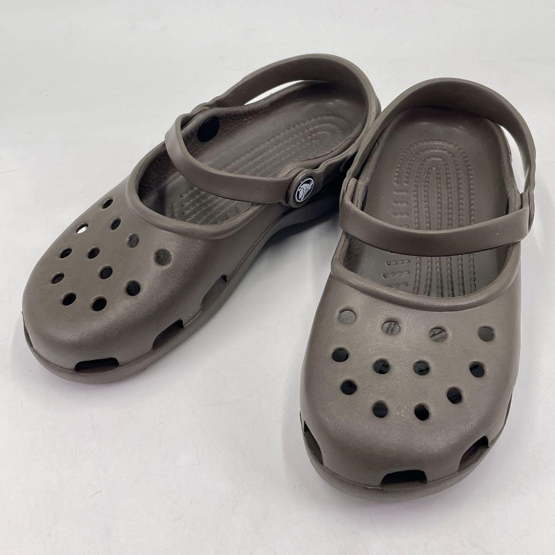 廃盤 crocs クロックス カリン メリージェーン w7 美品】クロックス メリージェーン W7 23cm 黒 ストラップ付き