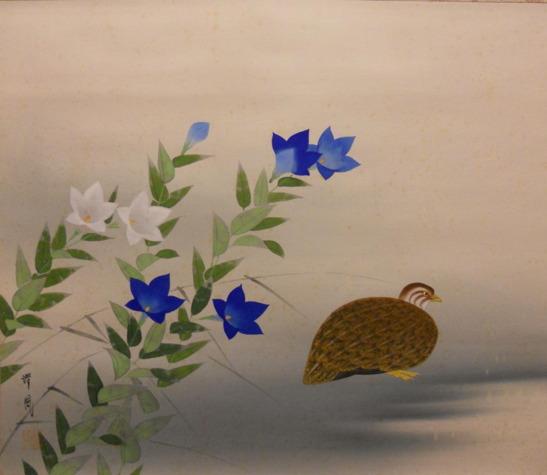 掛け軸 清風 桔梗 絹本 希少 軸装 茶道具 掛軸 です。 掛け軸 渡辺草秀 雪景山水 絹本 希少 軸装 茶道具 掛軸 美品 です。