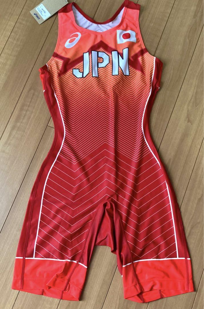 新品 タグ付き レスリング 日本代表 シングレット 赤 L 女子用 弾こ