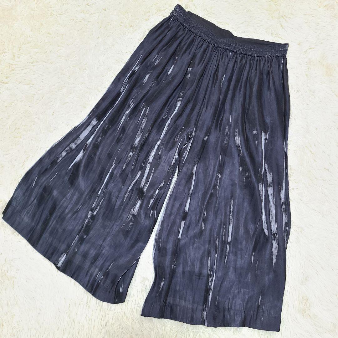 MORABITO　モラビト　ガウチョパンツ　ウエストギャザー　光沢　ふんわり ロープ紐ウエストギャザーワイドパンツ [M3233] - レディース