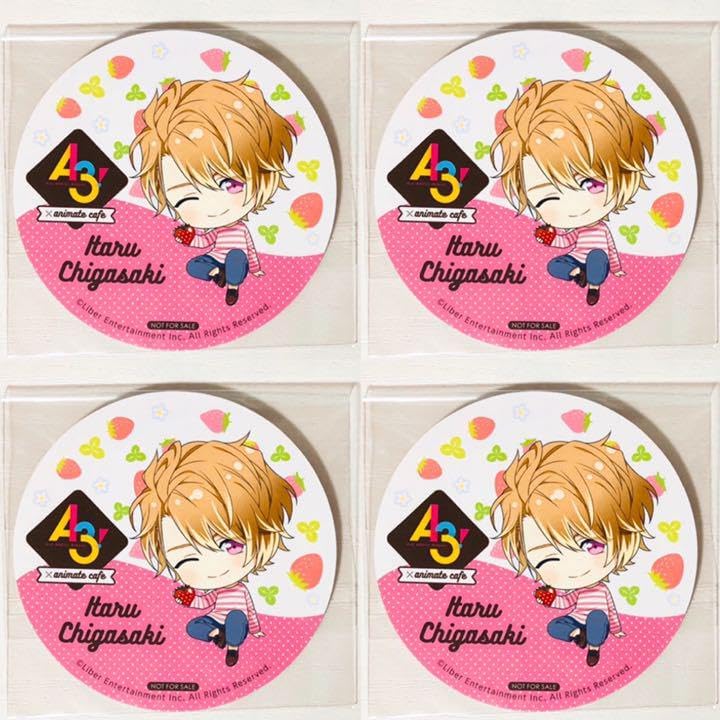 新品★A3!★アニカフェ★春組【卯木千景】コースター★いちご狩り★4点セット A3! アニカフェ 春組 茅ヶ崎至 コースター いちご狩り 4点セット