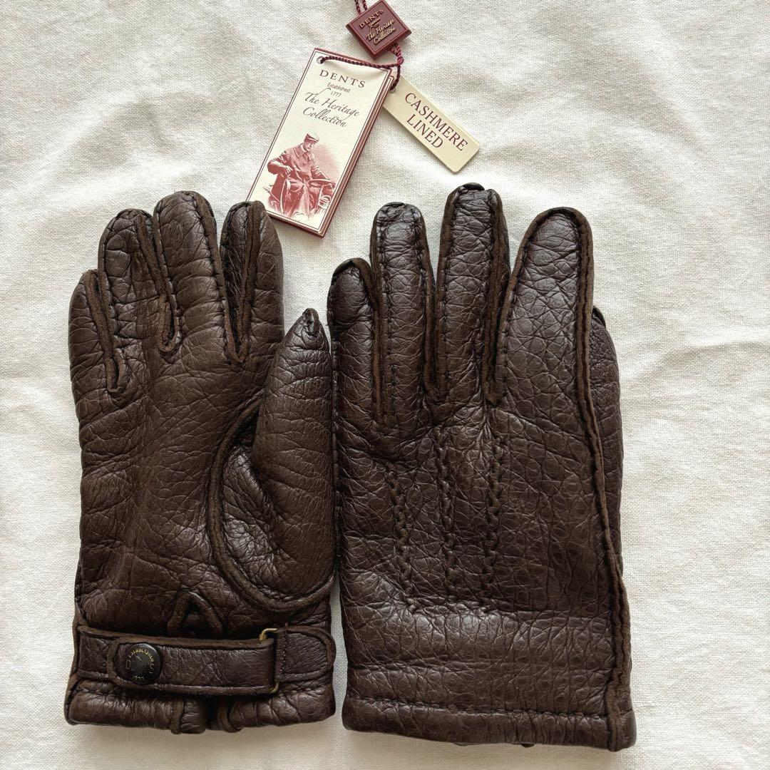DENTS デンツ　ペッカリーグローブ カシミアライニング　ブラウン ７1/2 15-1564 DENTS Peccary and Cashmere lining Gloves | Mashimo