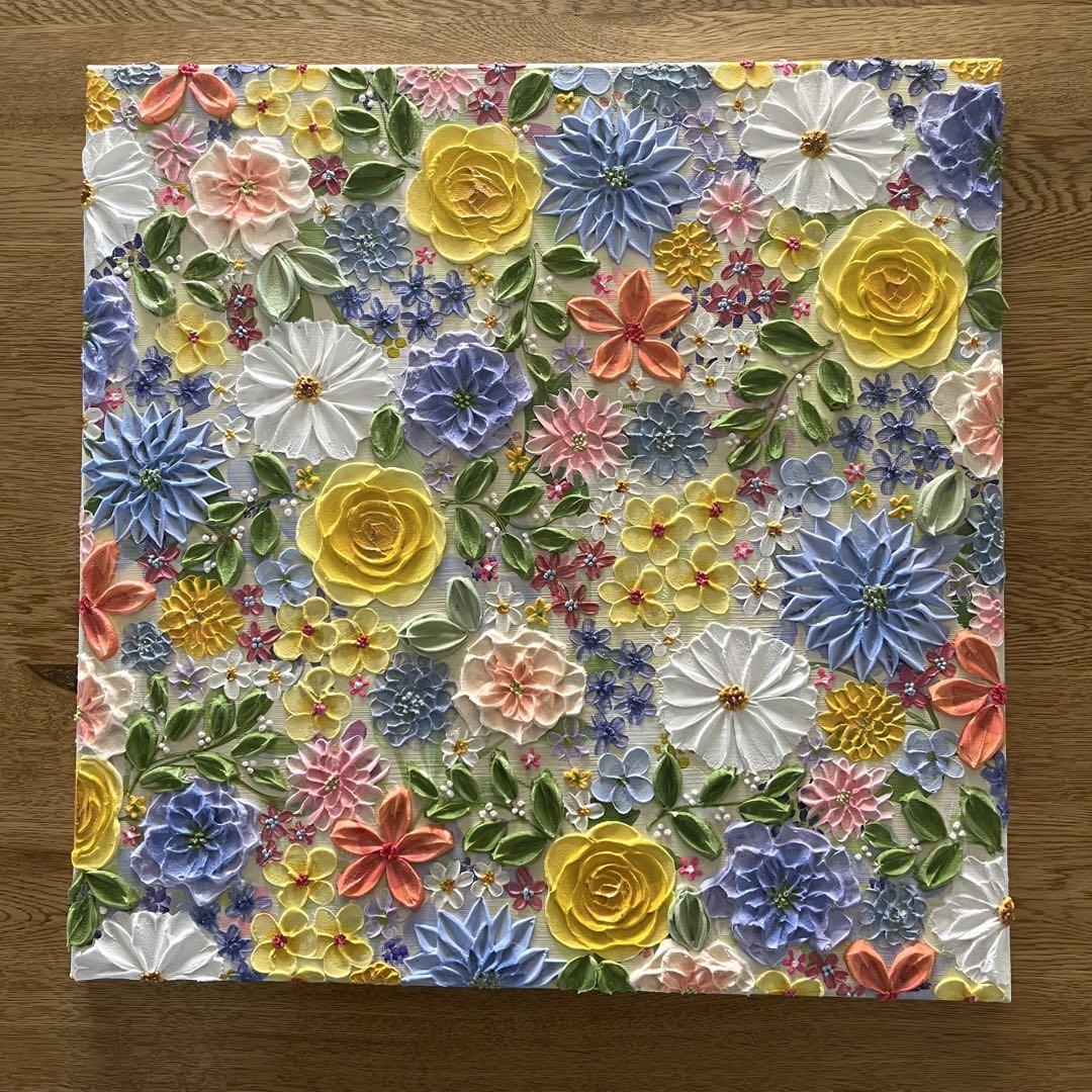 【もじのすけページ】花の絵 現代アート アートパネル　花柄　ボタニカル テクスチャーアート 絵画 花の絵 フラワーアート インテリア